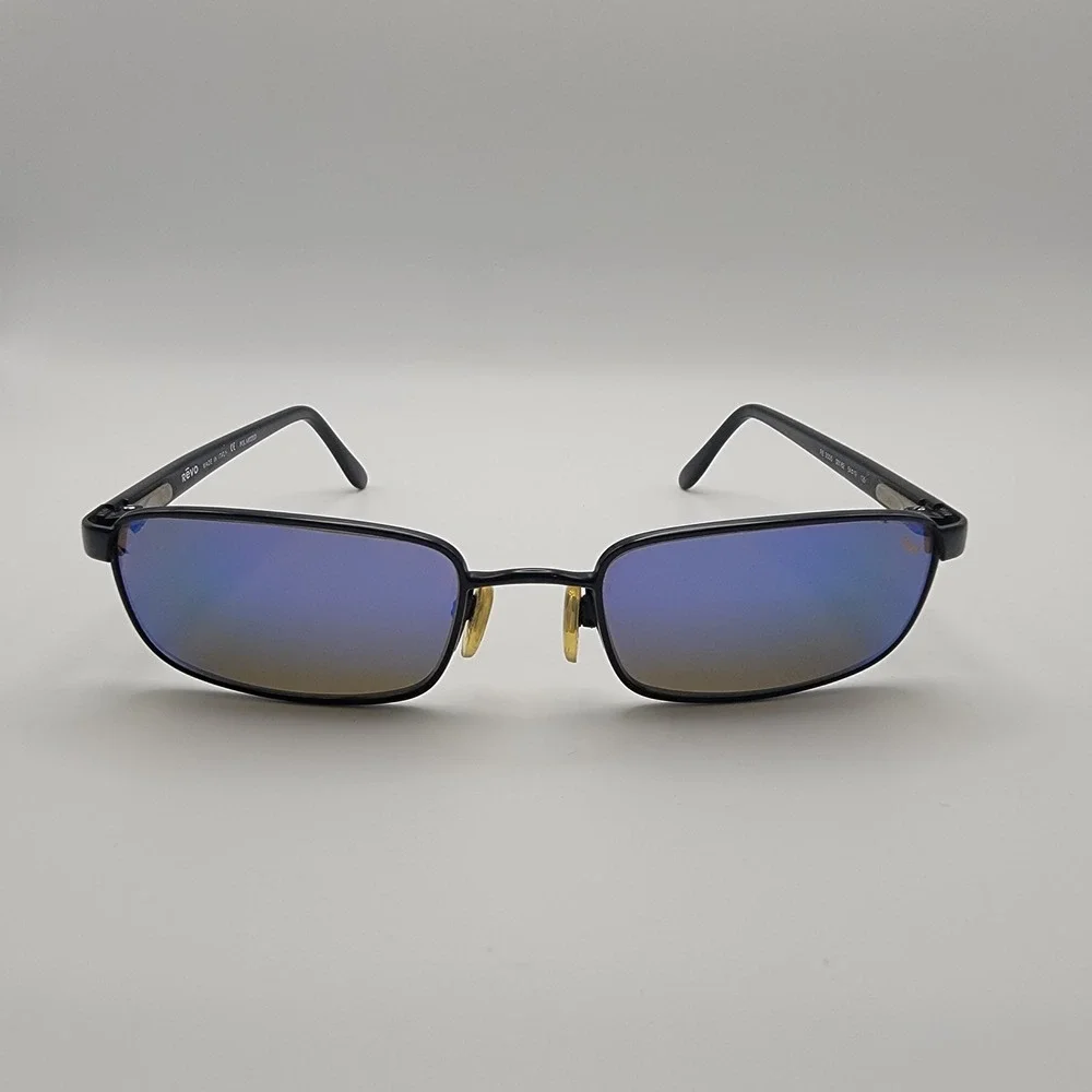 Revo RE 3005 001/62 Sunglasses Mens Black Blue Polarized Rectangular Metal Italy